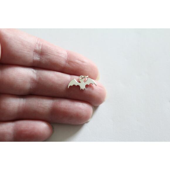 Sterling Silver Bat Charm, Cute Bat Charm, Hanging Bat Charm, Bat Charm - Picture 1 of 4